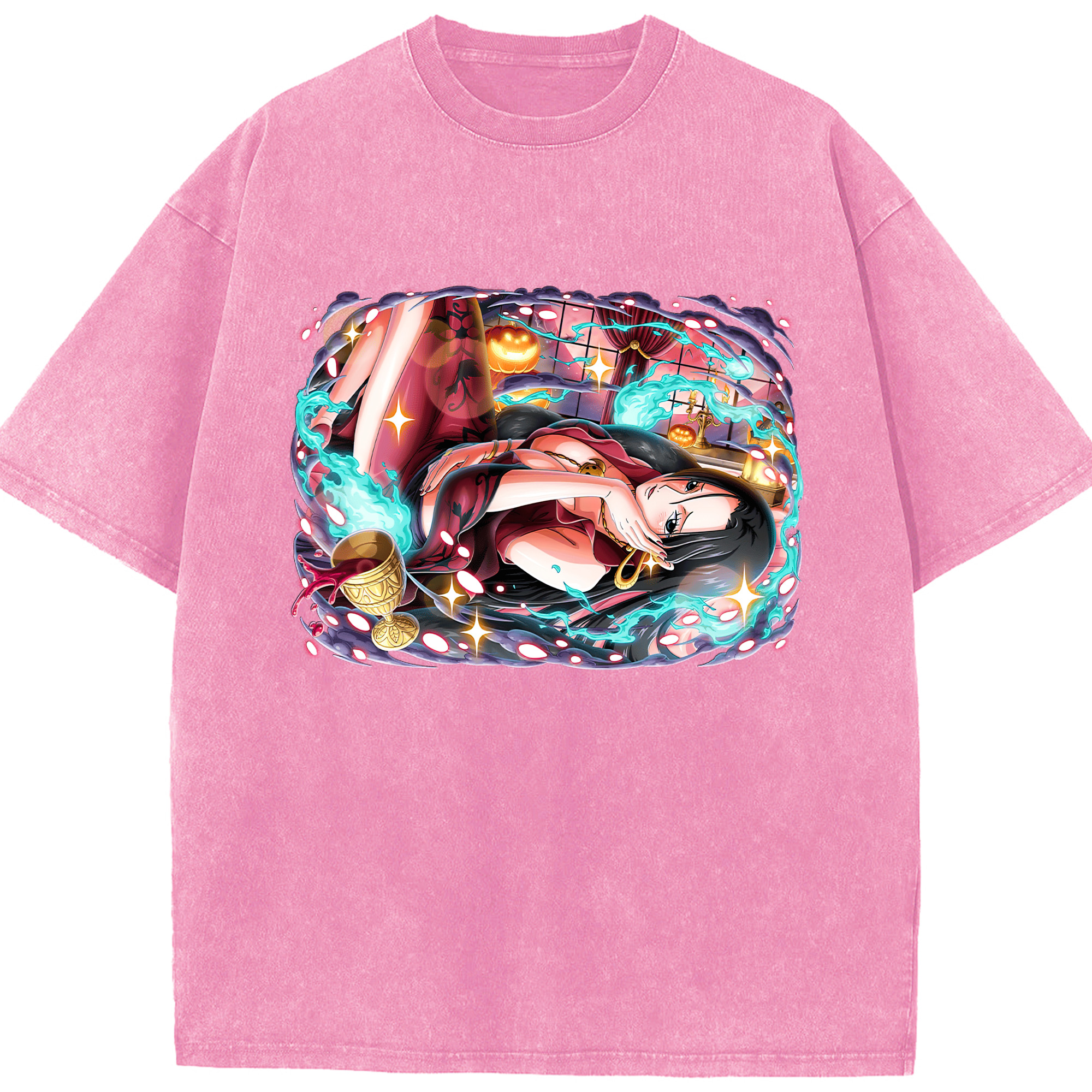 ワンピース ボア・ハンコック ONE PIECE Boa·Hancock 綿100% ヴィンテージ風 半袖Tシャツ（フロントプリント）
